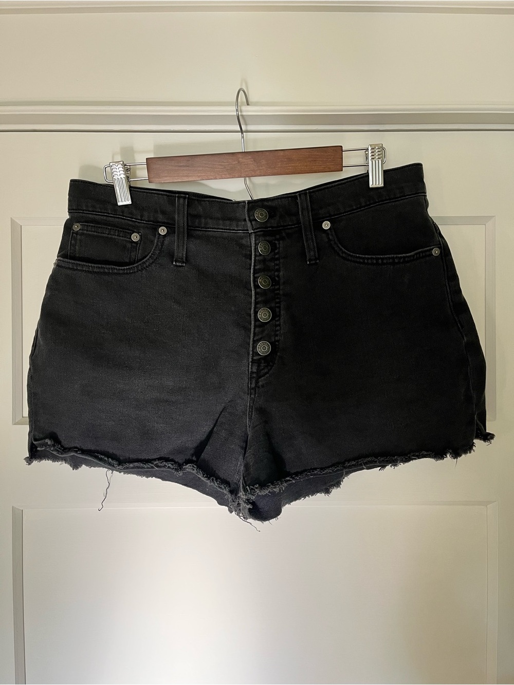 Madewell Black High-Rise Button-Fly Denim Shorts